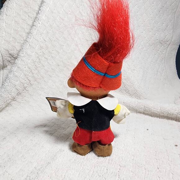 Vintage Russ Berrie Storybook Pinocchio Troll Doll Long Nose, RED Hair - Picture 3 of 4